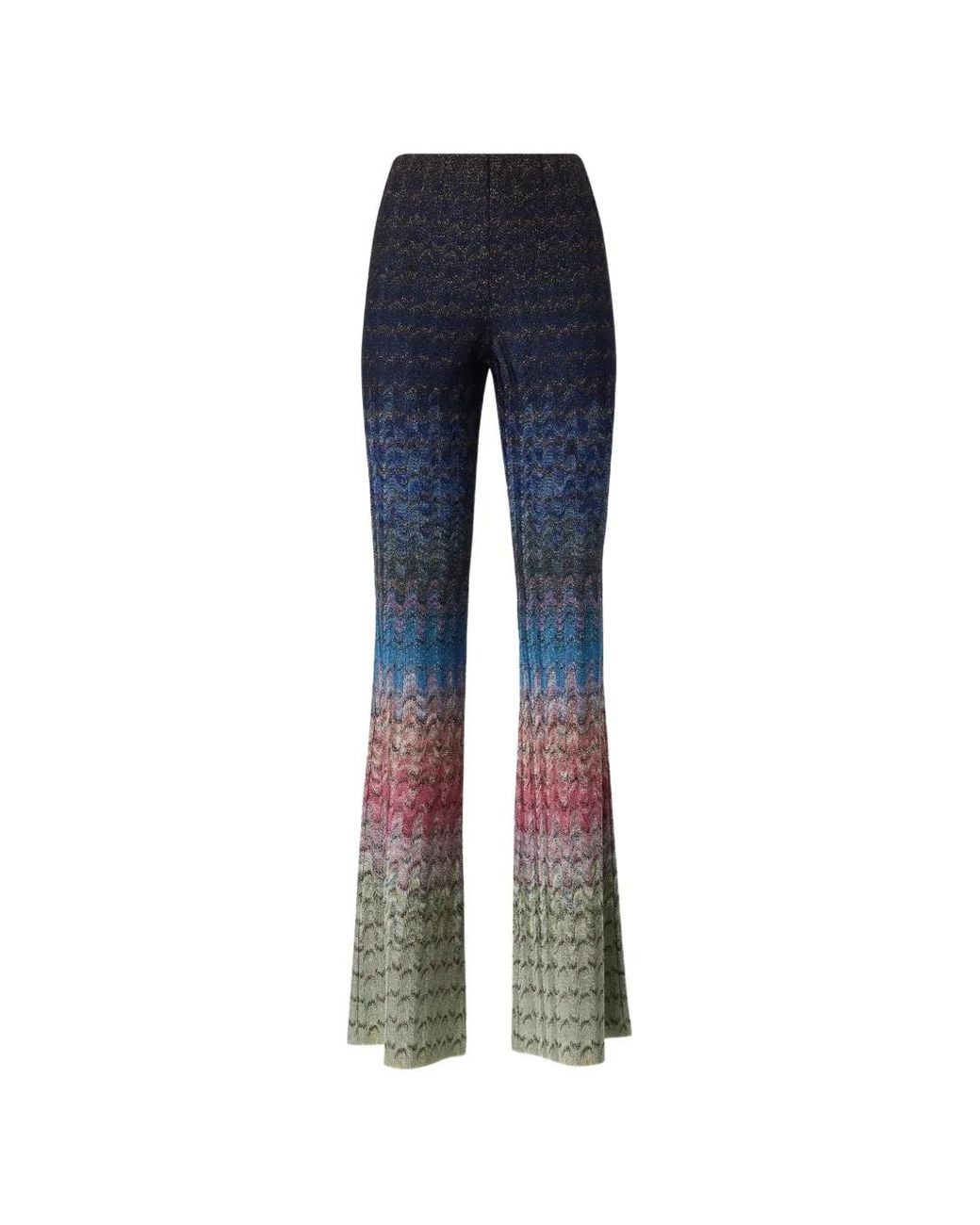 Missoni Blue Dégradé Viscose Lamé Flare Trousers