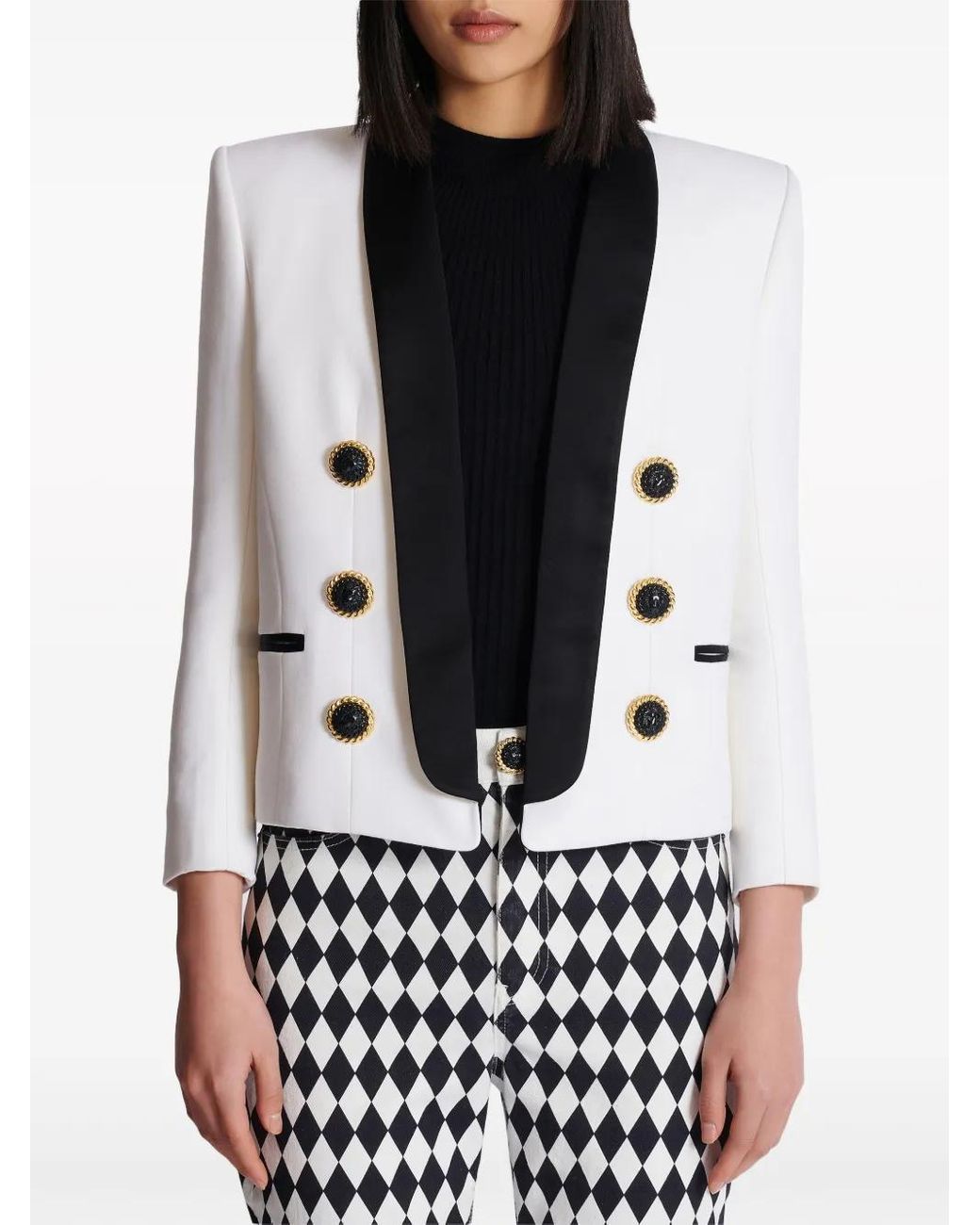 Balmain Black Chic 6-Button Jacket With Contrast Lapels