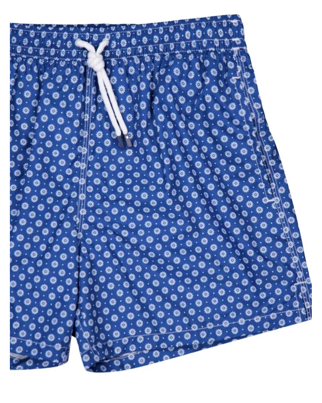 Fedeli Blue Flower-Pattern Swim Trunk for men