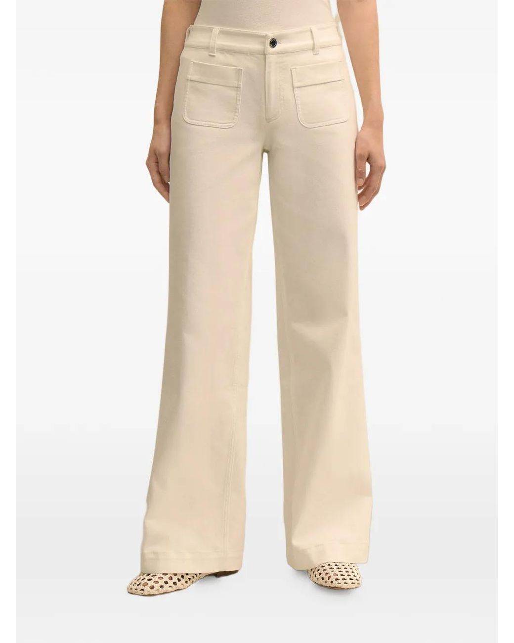 Brooks Brothers Natural Patch-Pockets Flared Jeans