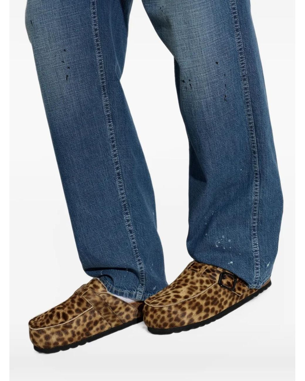 Scholl Brown Dakota Fur Leopard-Print Clogs