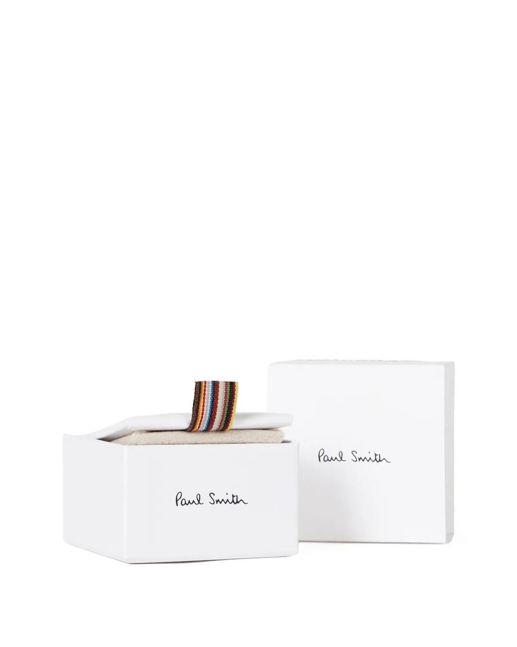 Paul Smith White Mother Of Pearl Stripe Logo Cufflinks for men