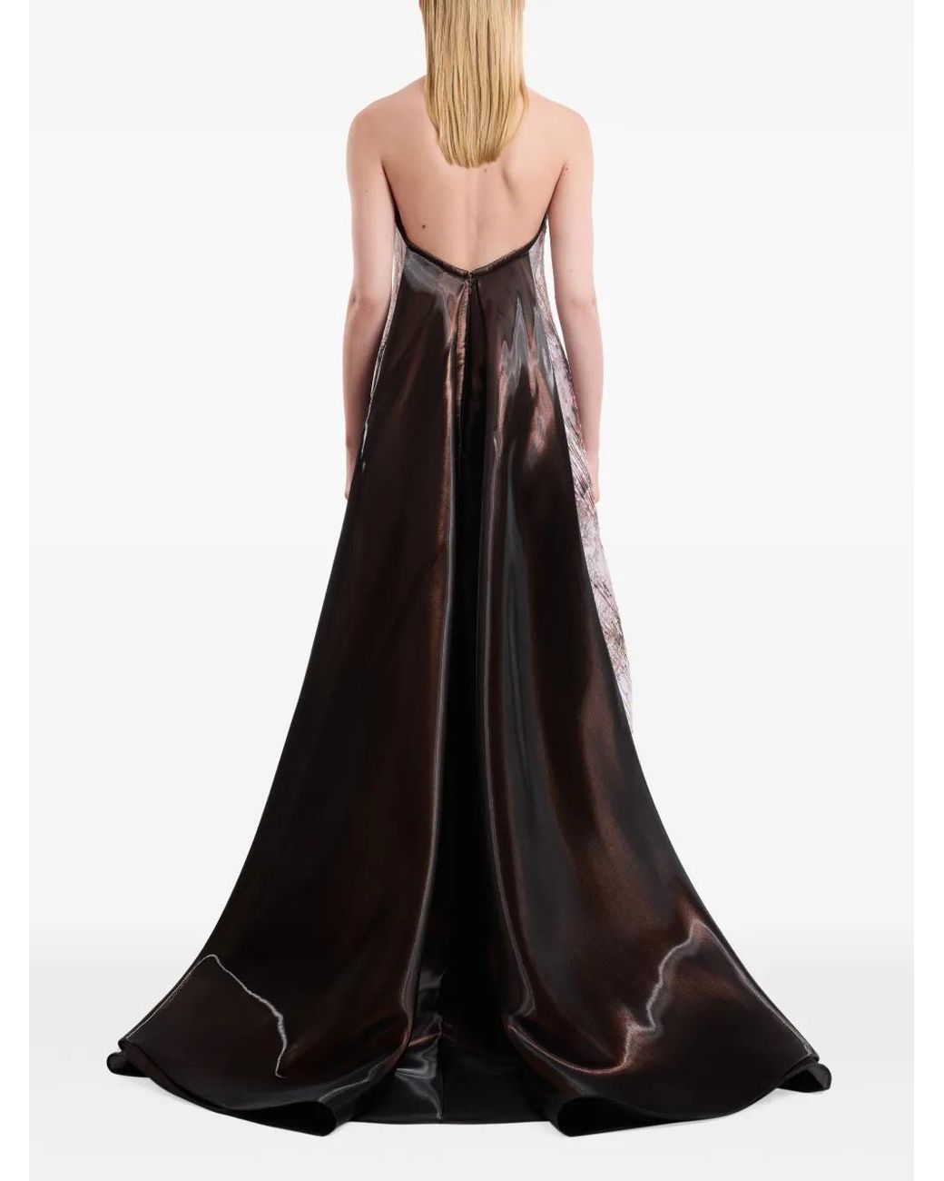 Gemy Maalouf Brown Strapless Sculpted-Neck Dress