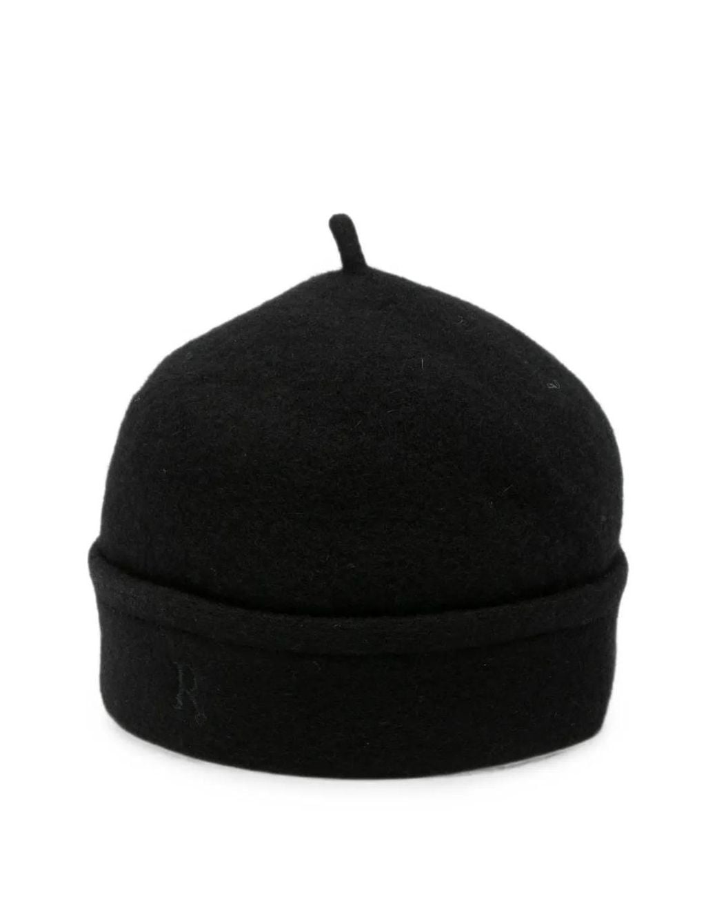 RANRA Black Logo-Embroidered Felt Beanie Hat for men