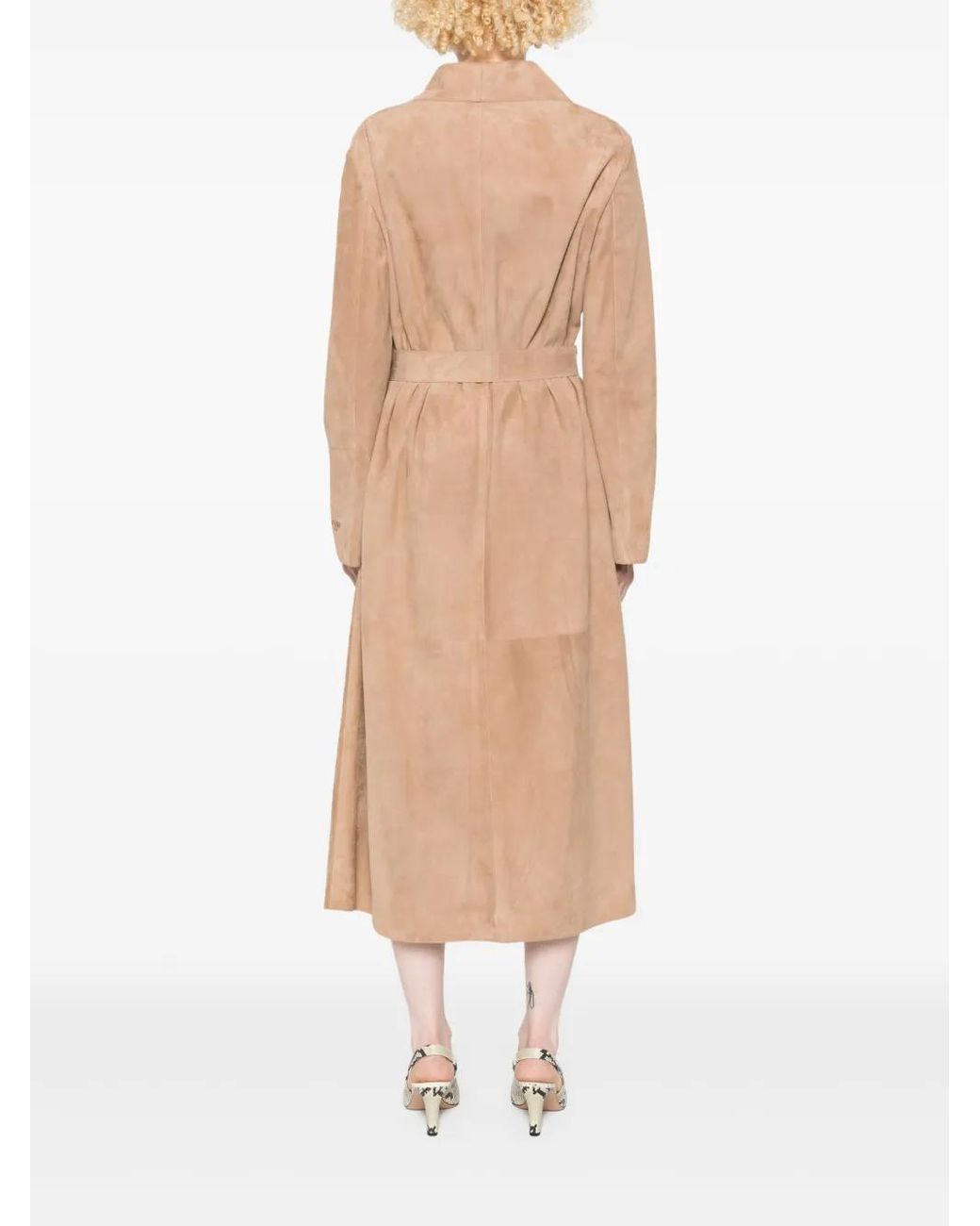 Fendi Suede Coat in Natural | Lyst