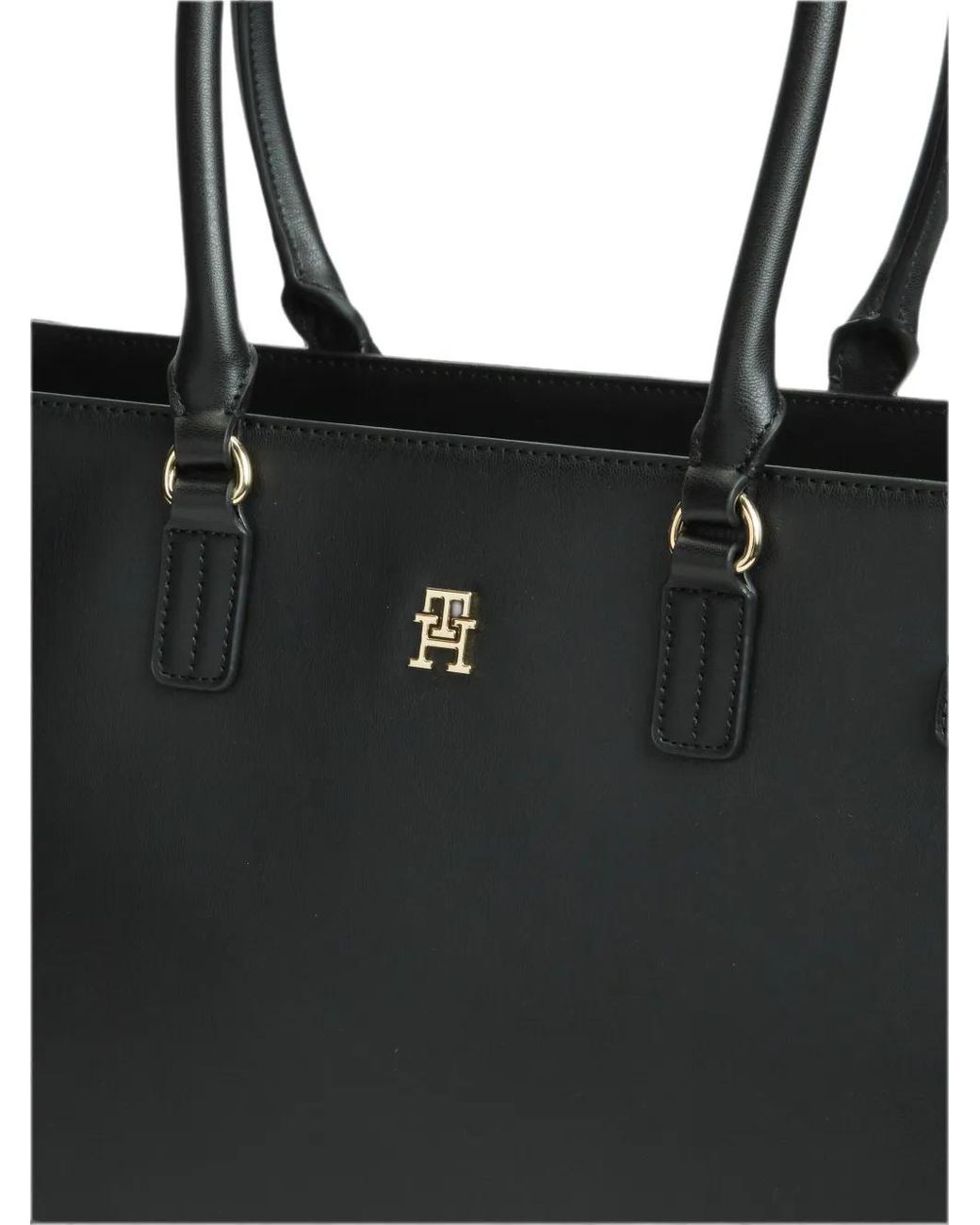 Tommy Hilfiger Black Logo-Plaque Tote Bag