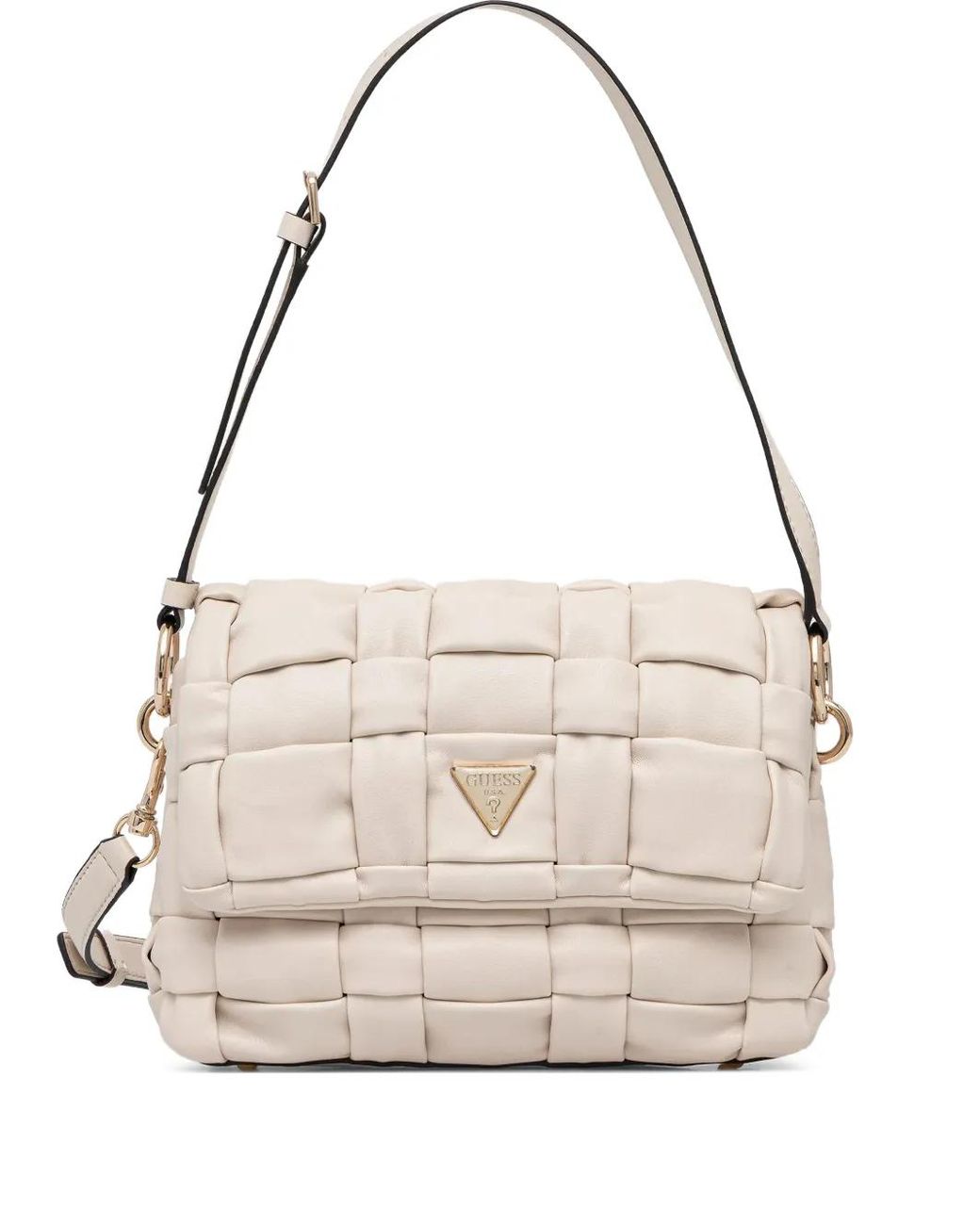 Guess Natural Marion Quilted Logo Cross Body Bag
