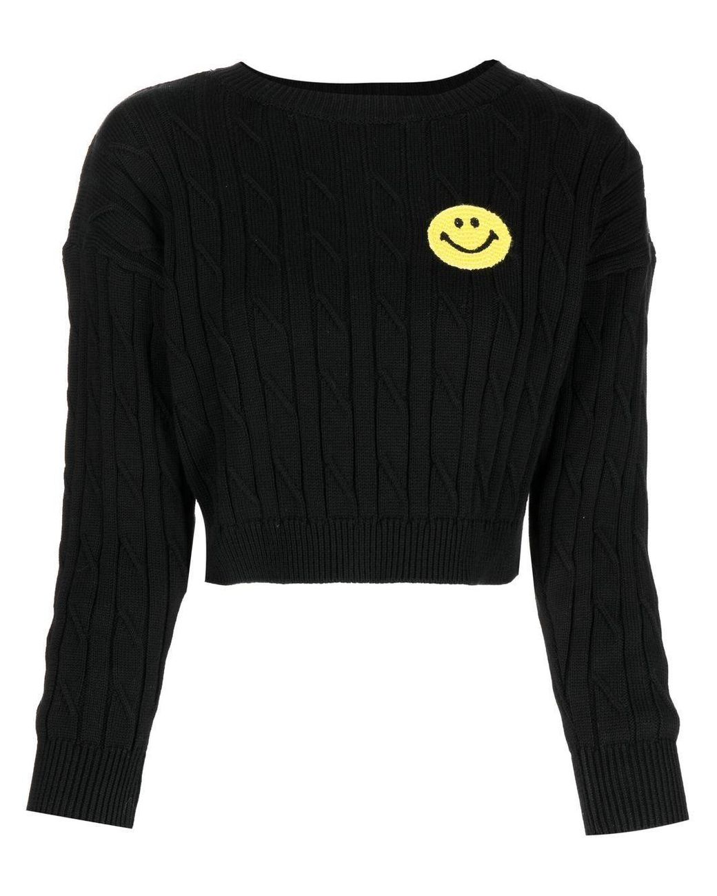 Joshua Sanders Smiley-face Cable Knit Jumper in Black | Lyst