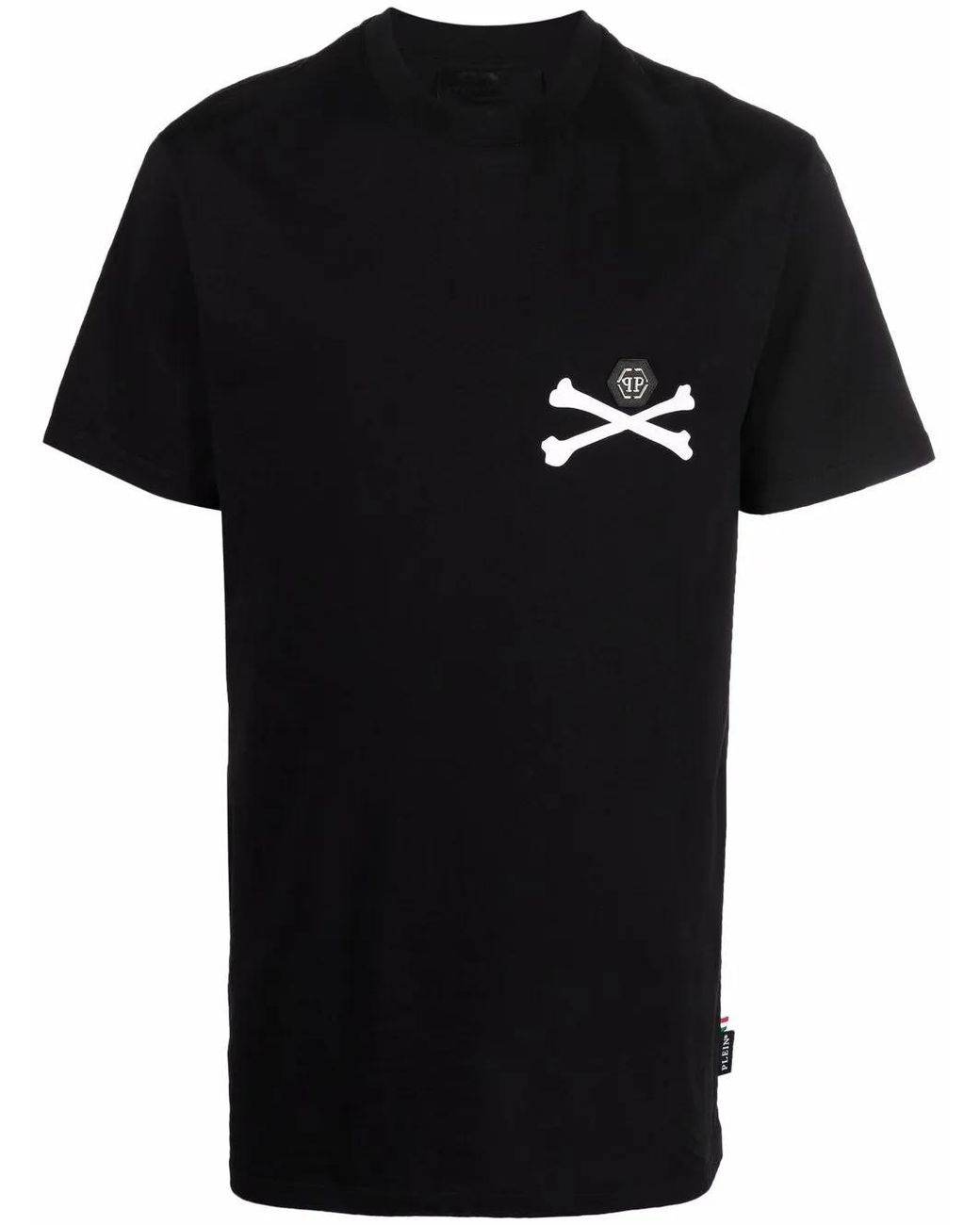 Philipp Plein Black Skeleton Print T-Shirt for men