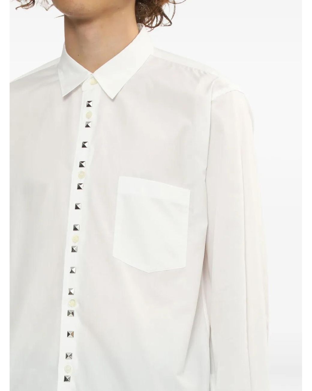 COMME DES GARÇON BLACK White Stud Button Shirt for men