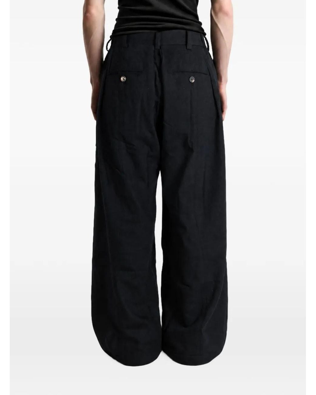 Ziggy Chen White Pleated Wide-Leg Trousers for men