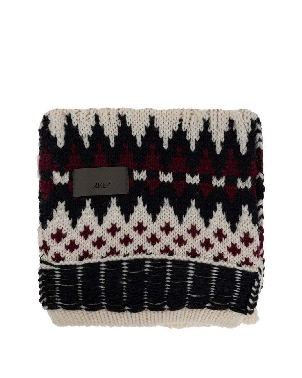 Akep Black Cable-Knit Jacquard-Patterned Scarf