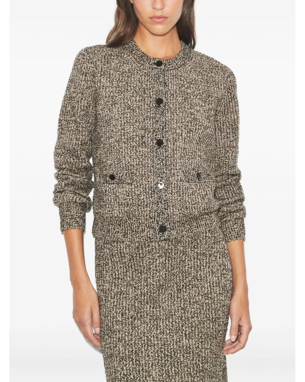 Tory Burch Natural Tweed Pocket Cardigan