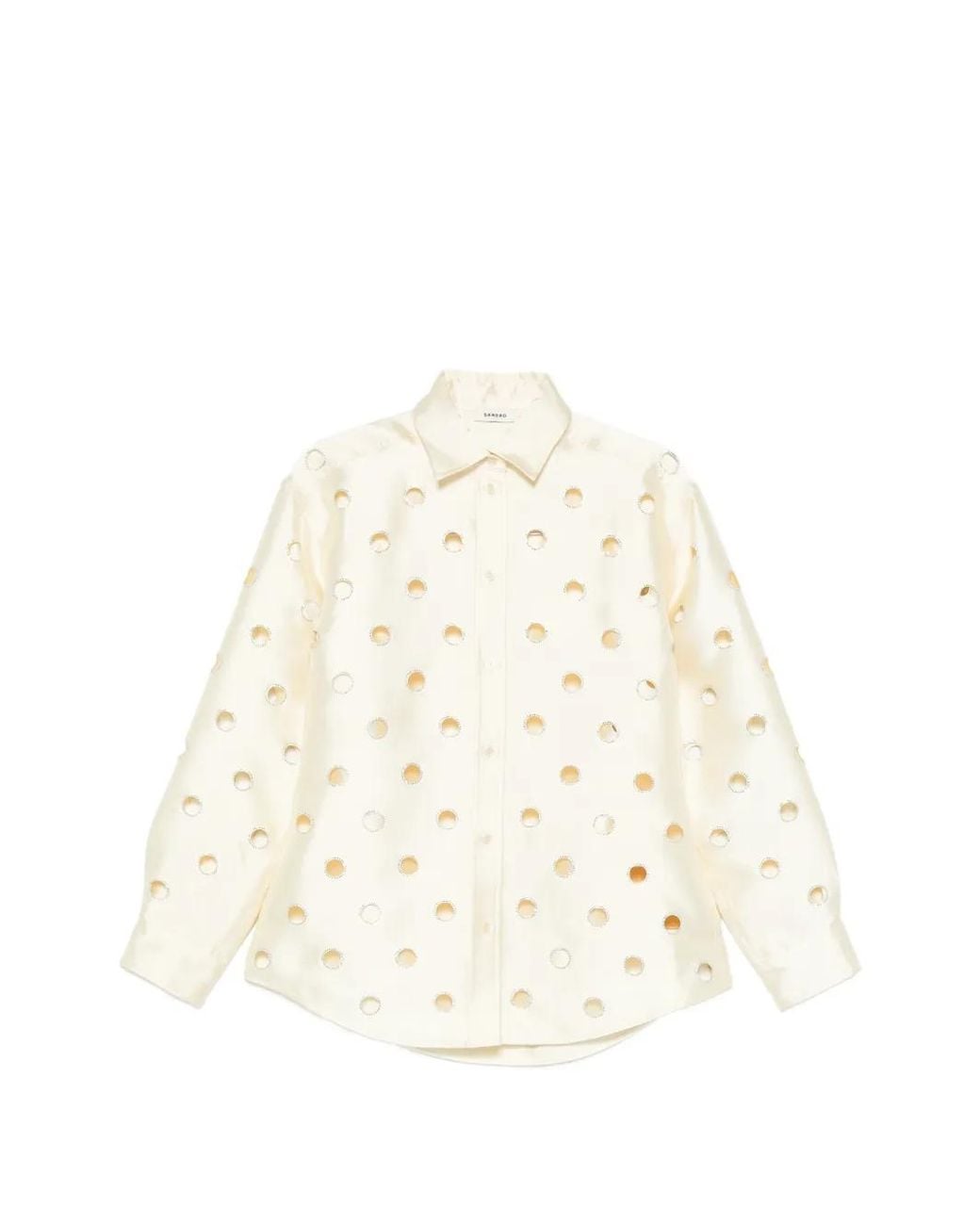 Sandro White Openwork Rhinestone Shirt