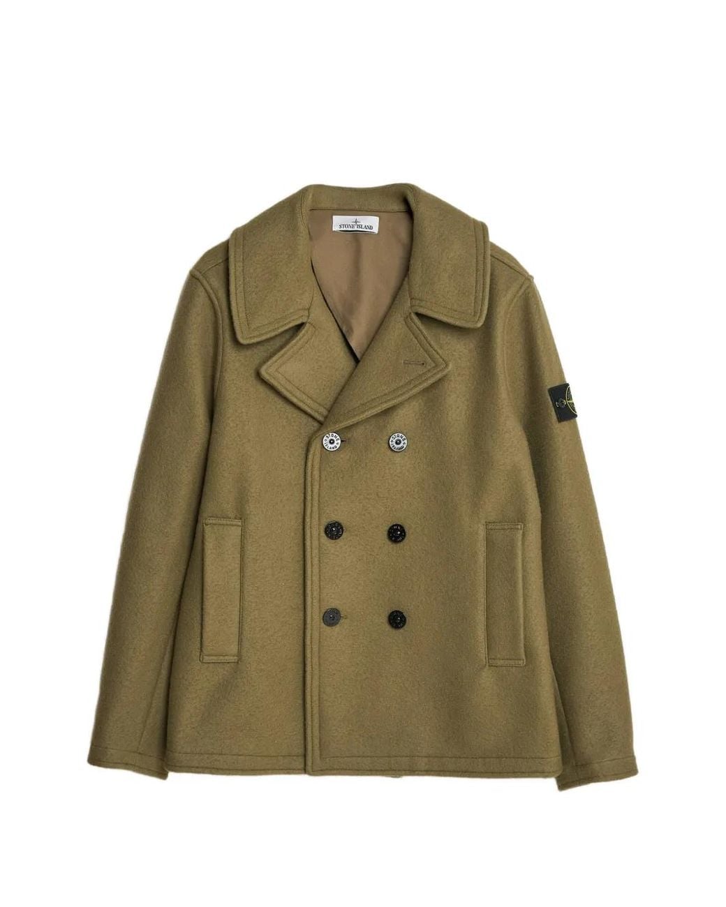 Stone Island Green 4100040 Heavy Melton Peacoat for men