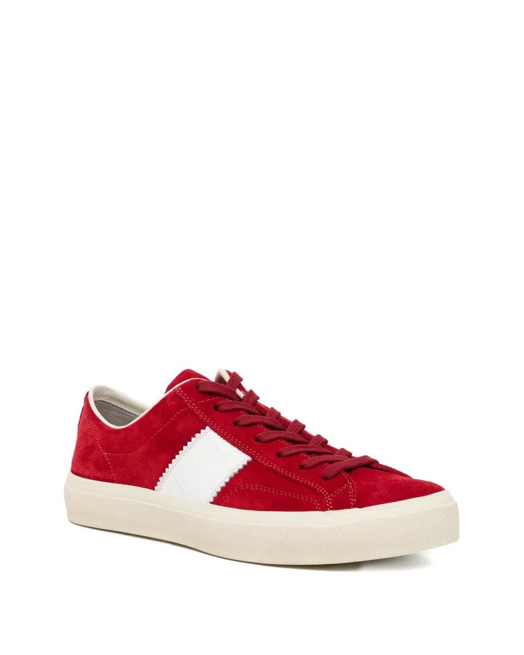 Tom Ford Red Suede And Printed Alligator Cambridge Sneakers for men