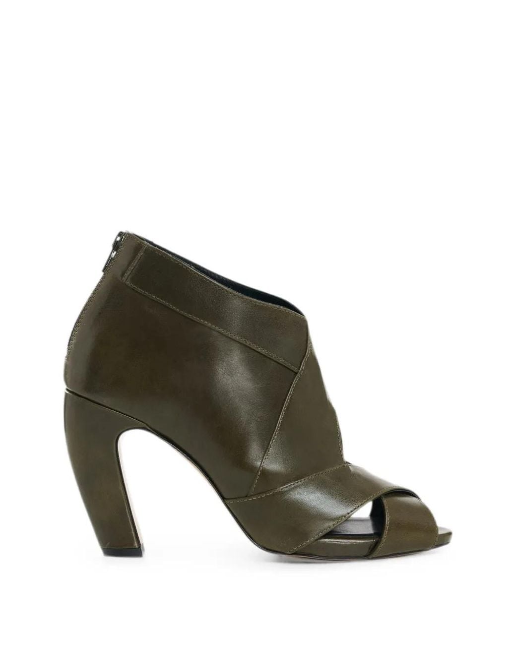 Essentiel Antwerp Green Peep-Toe Block-Heel Heeled Sandals