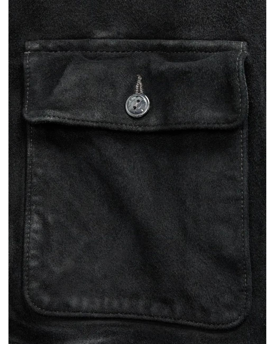 RRL Black Suede Bomber Jacket for men