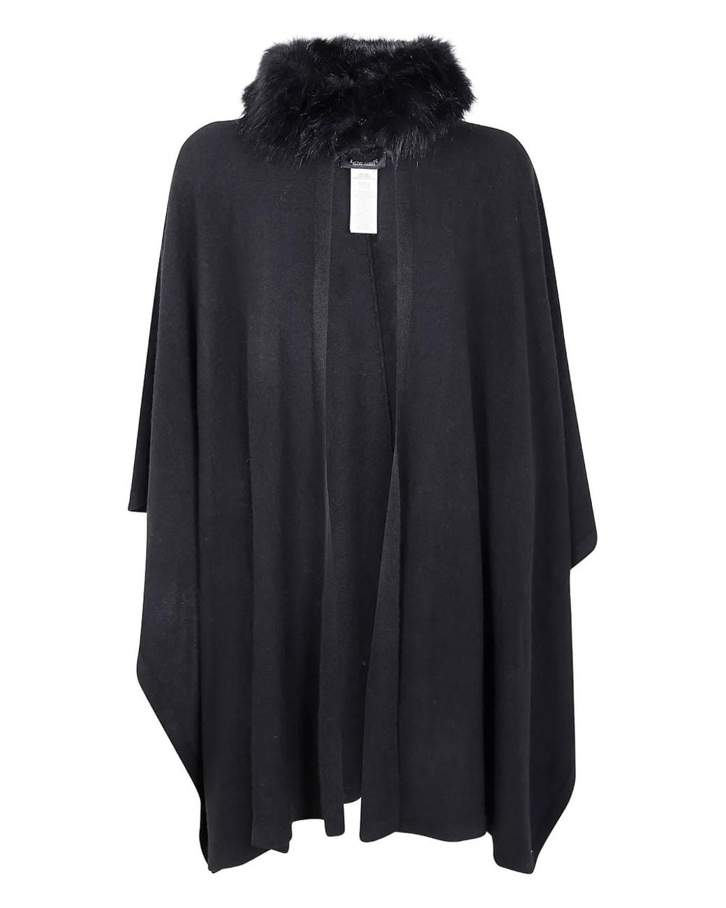 Ralph Lauren Black Manteau À Détails En Fourrure Artificielle