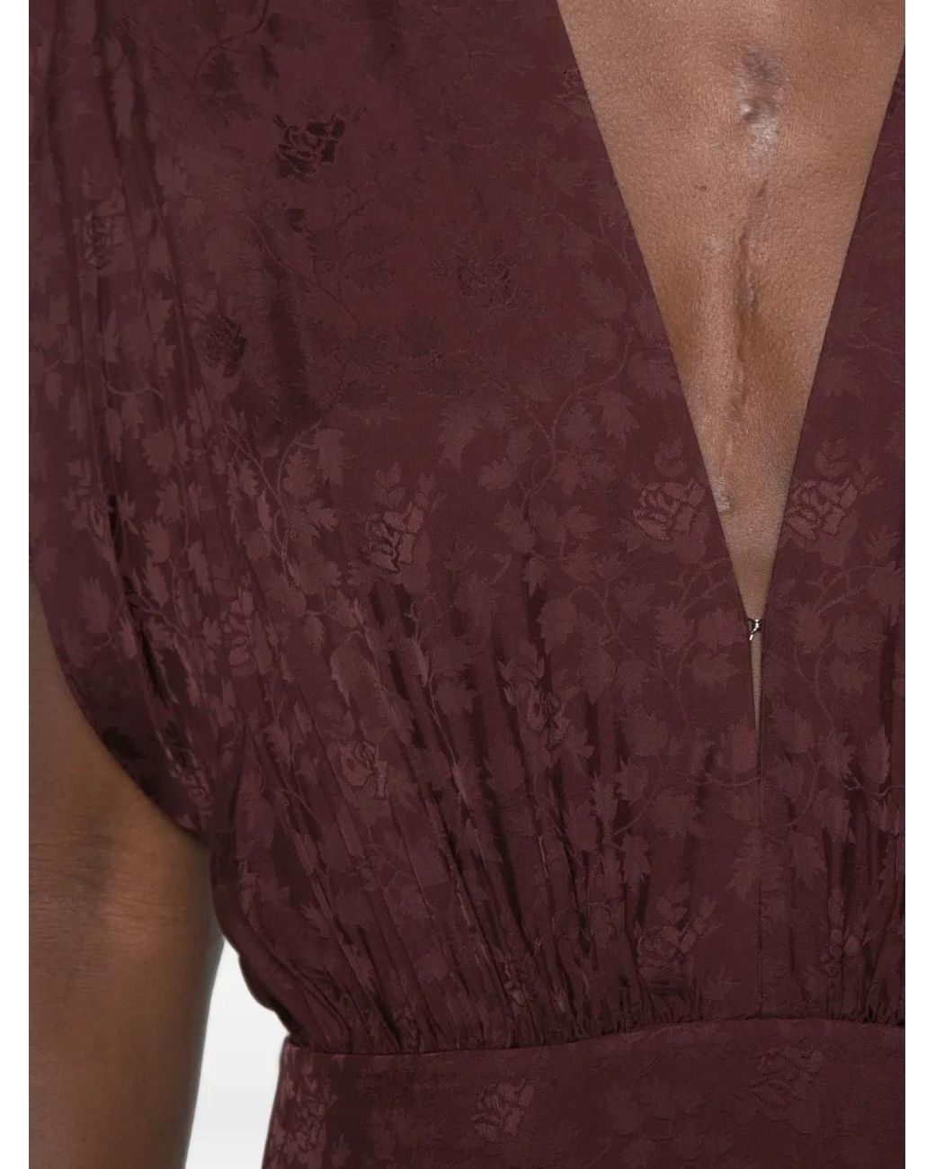 Maje Purple Robe À Fleurs En Jacquard