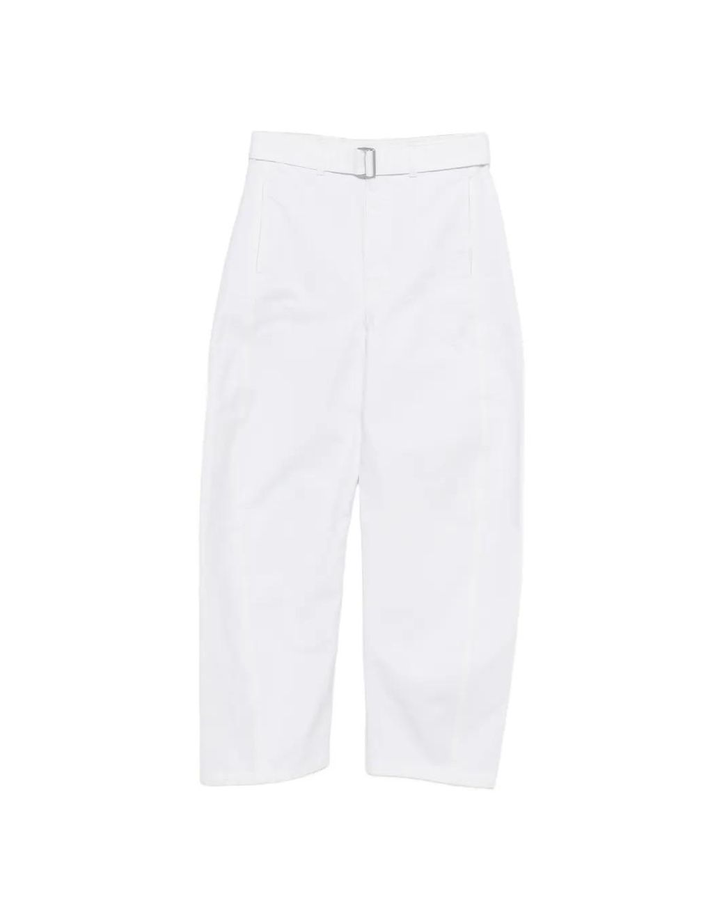 Lemaire White Bleached Denim Belt Trousers