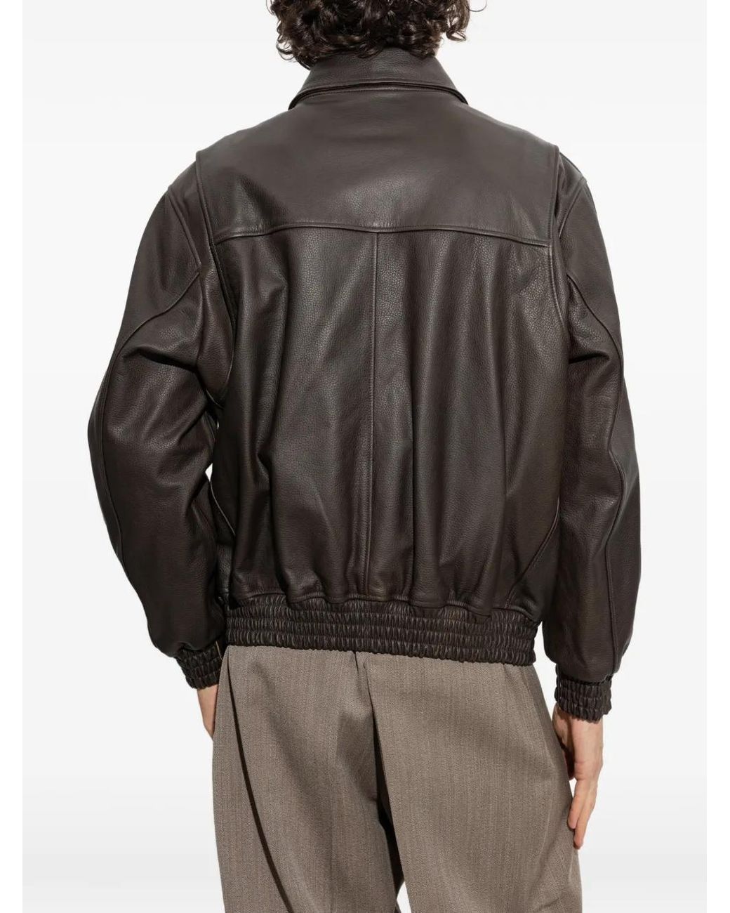 Arma Gray Bari Zip-Up Leather Jacket for men