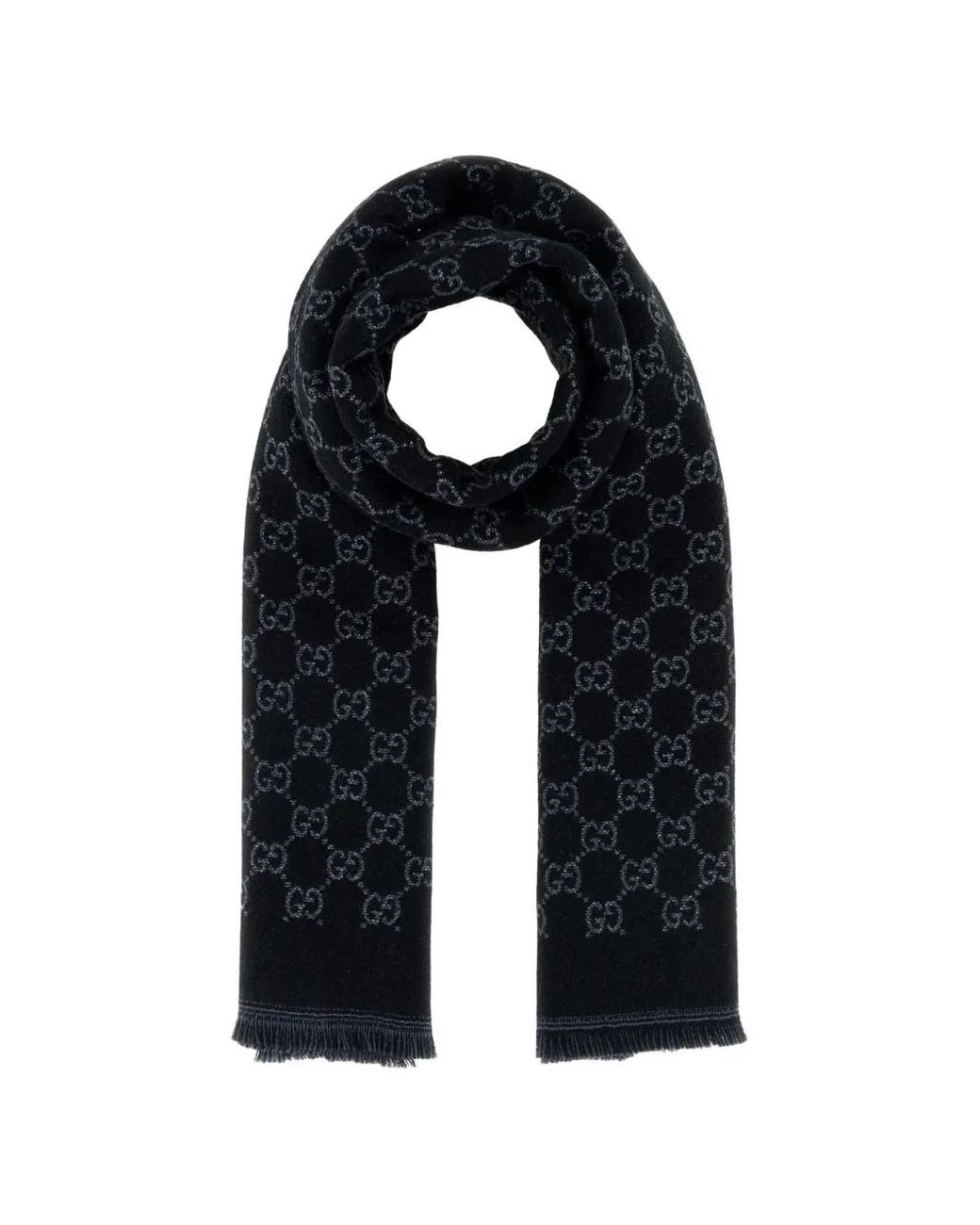 Gucci Black Gg Supreme Fringed Scarf