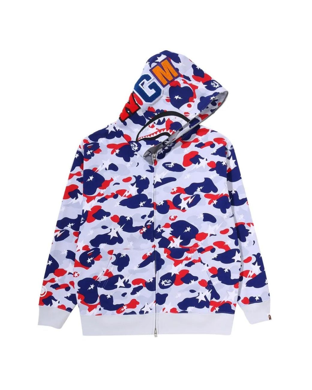 A Bathing Ape White Shark Camouflage Hoodie for men