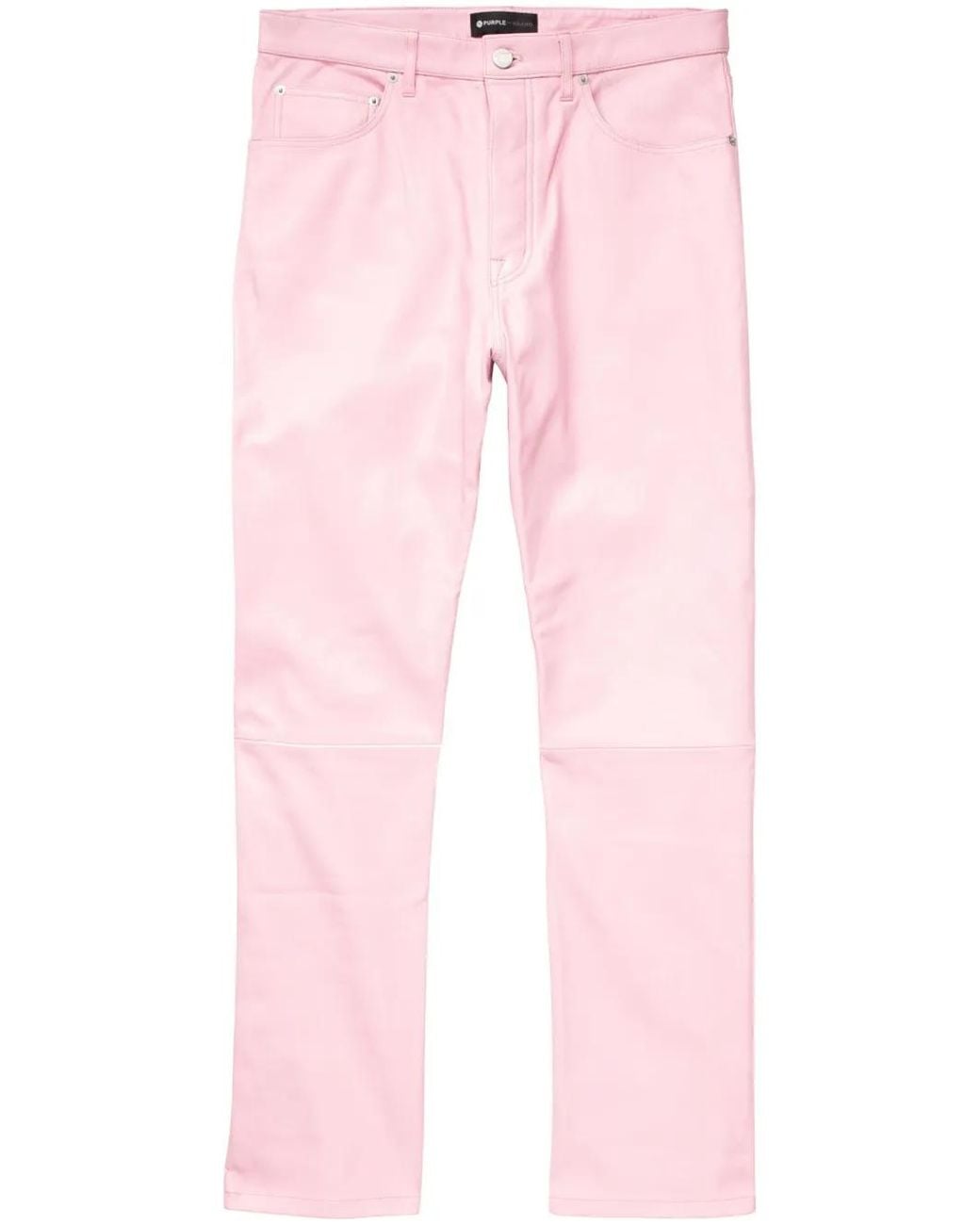 Purple Brand Pink Straight-Leg Leather Trousers for men