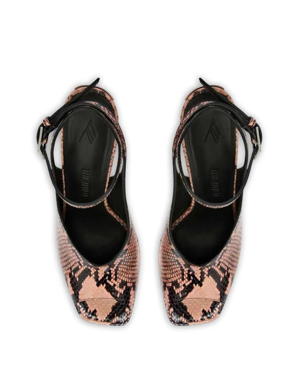 The Attico Pink Ornella Python-Print Heeled Leather Pumps