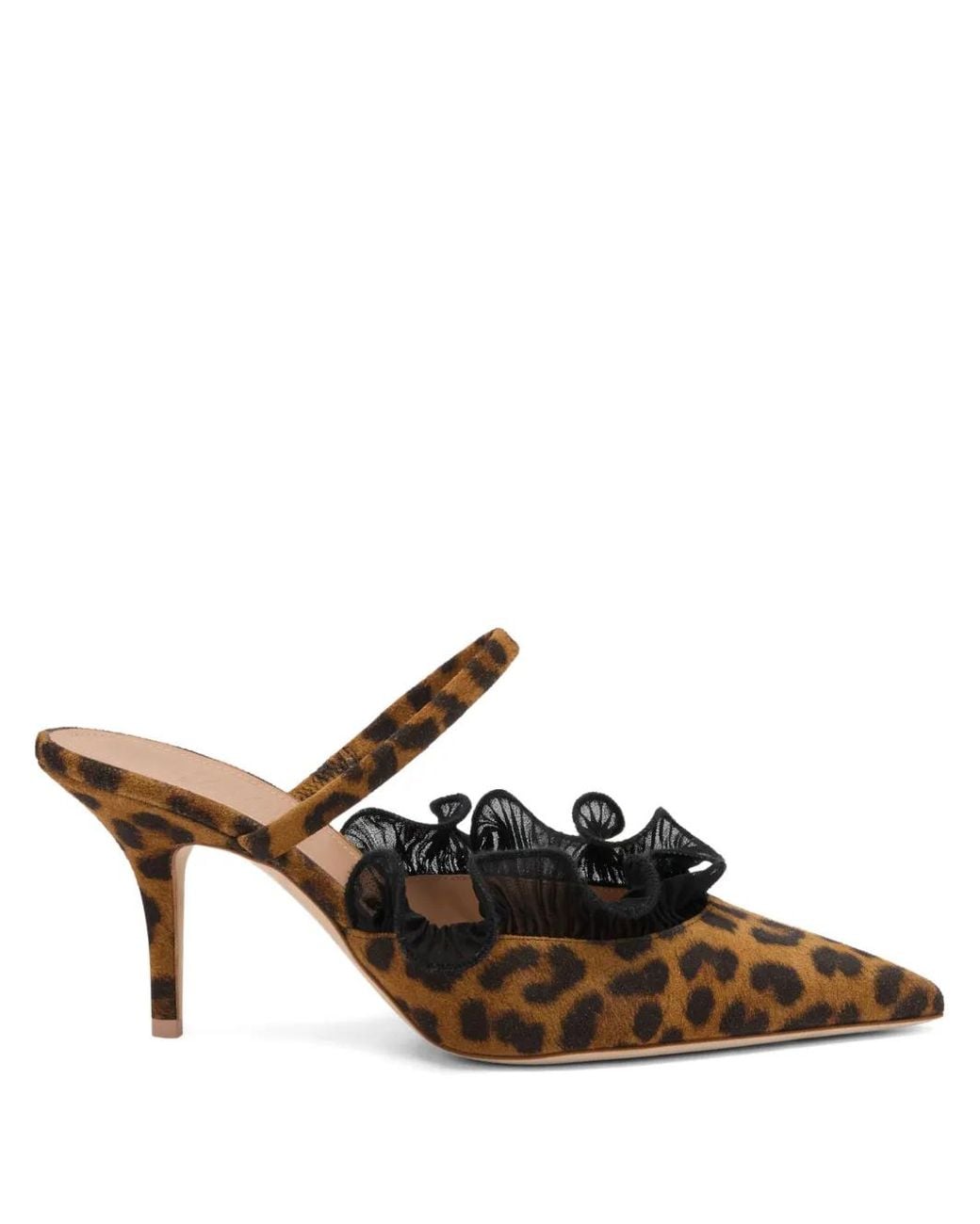 Malone Souliers Brown Suede Leopard Print Cecile Heeled Mules 70