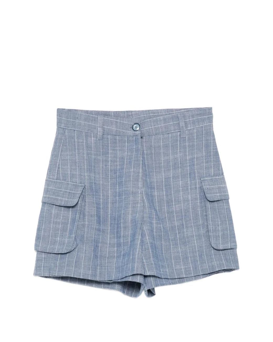 BLAKLACE Blue Pinstripe Cargo Shorts