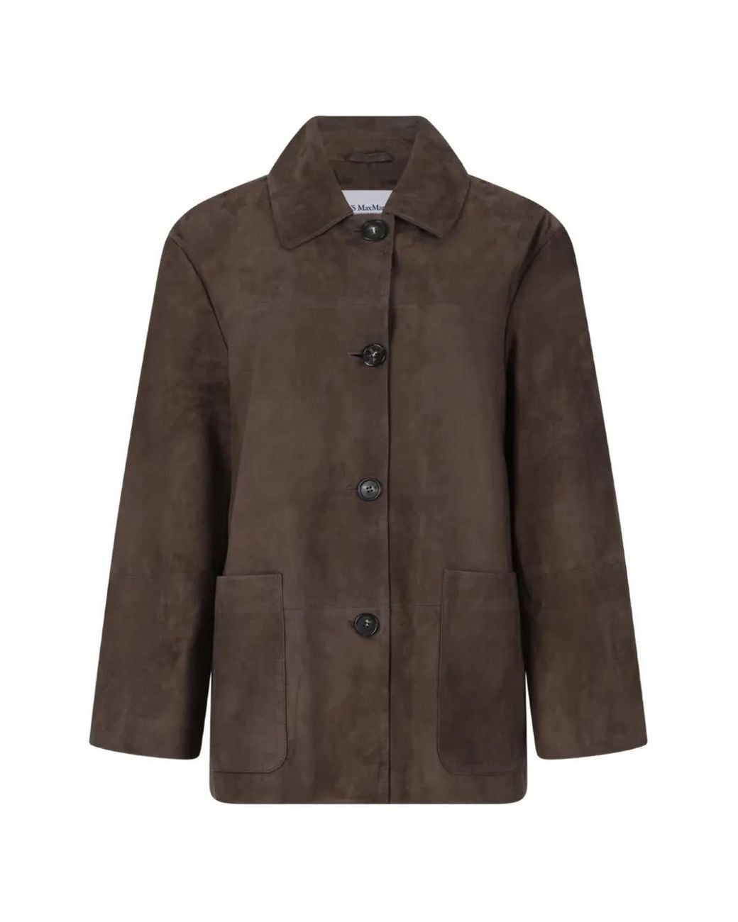 Max Mara Brown Button-Up Suede Jacket