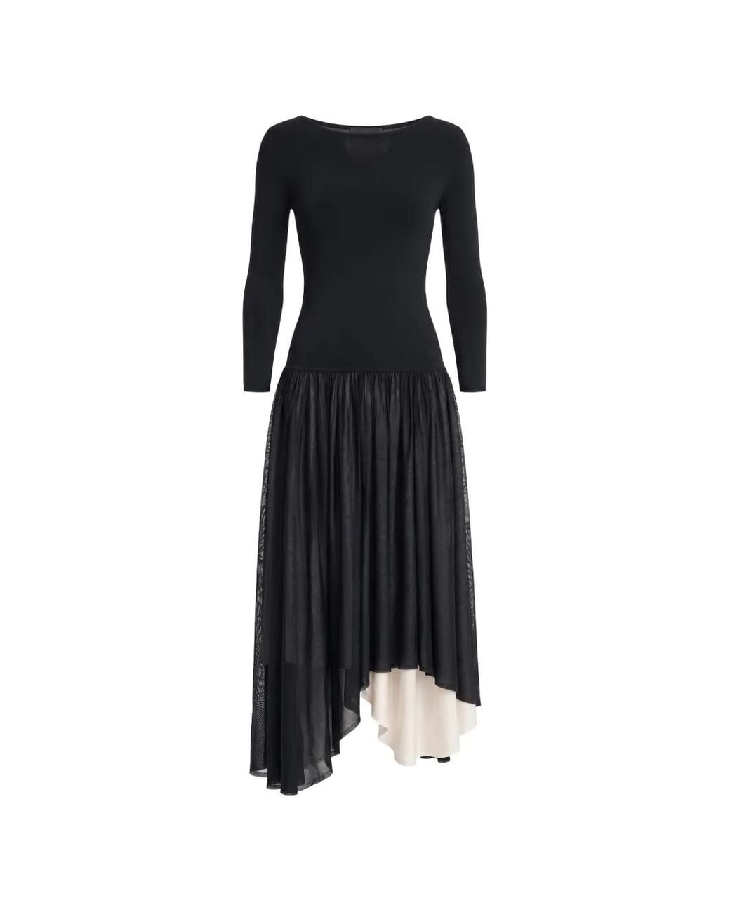Maria McManus Black Boat-Neck Asymmetric Dress