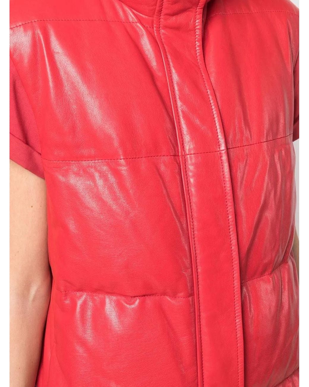 Chaleco Acolchado De Piel Brunello Cucinelli de color Red