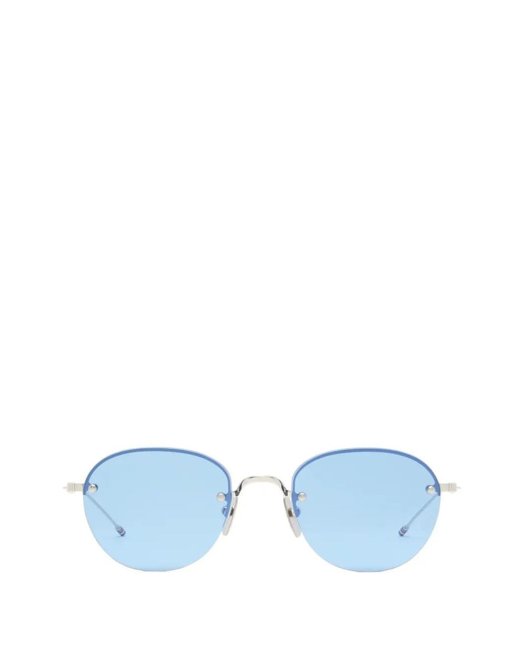 Thom Browne Blue Round-Frame Rimless Sunglasses