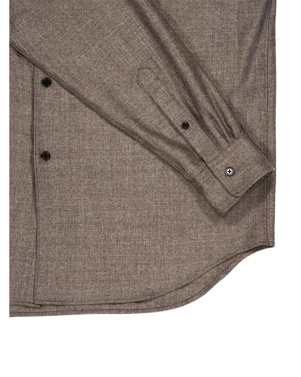 Auralee Brown Button-Up Wool Shirt