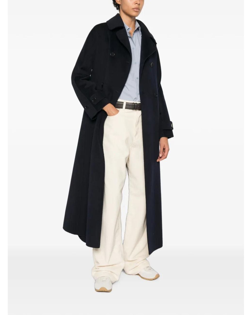 Aspesi Black Double-Breasted Button-Up Coat