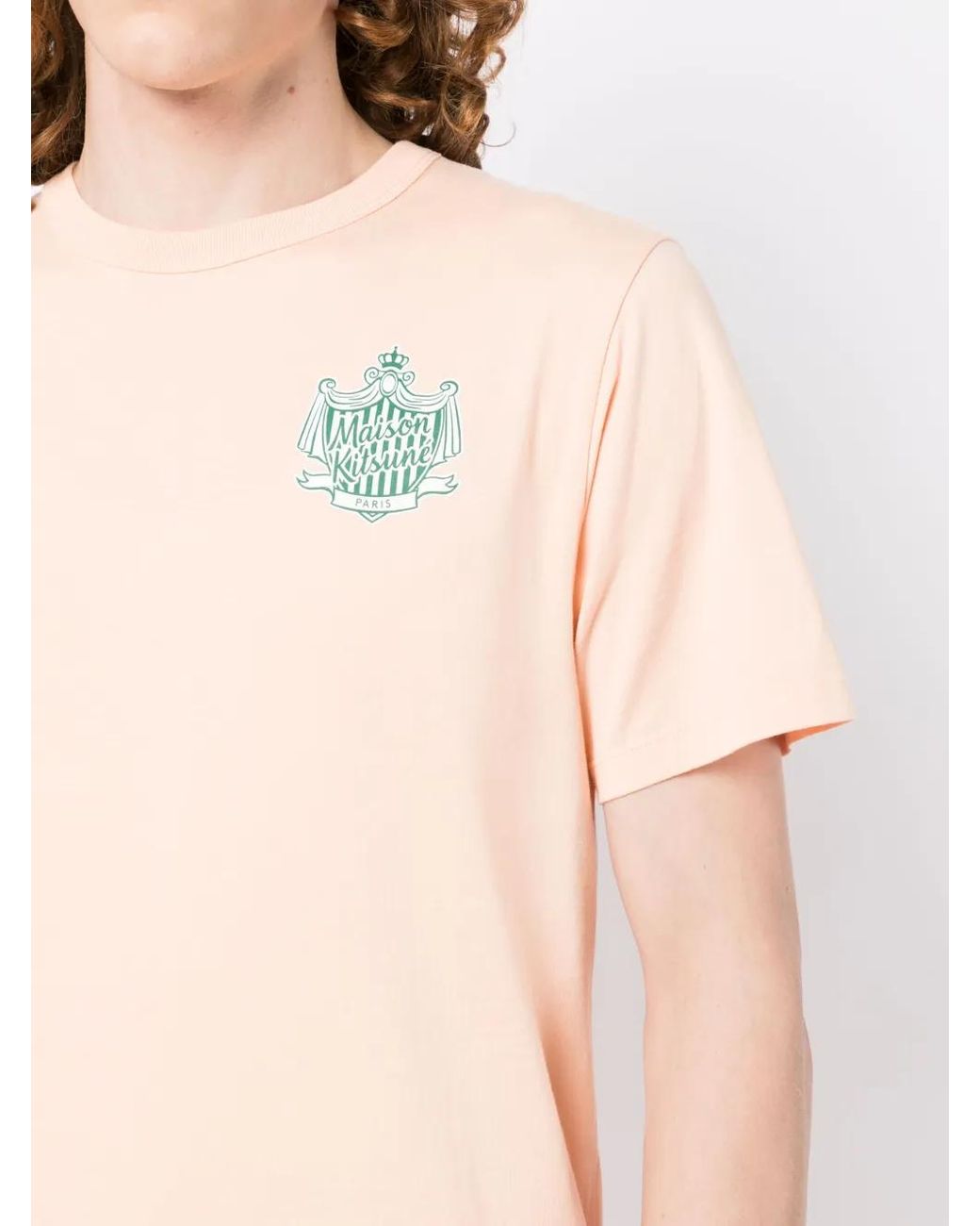 Maison Kitsuné Pink Logo-Print Cotton T-Shirt for men