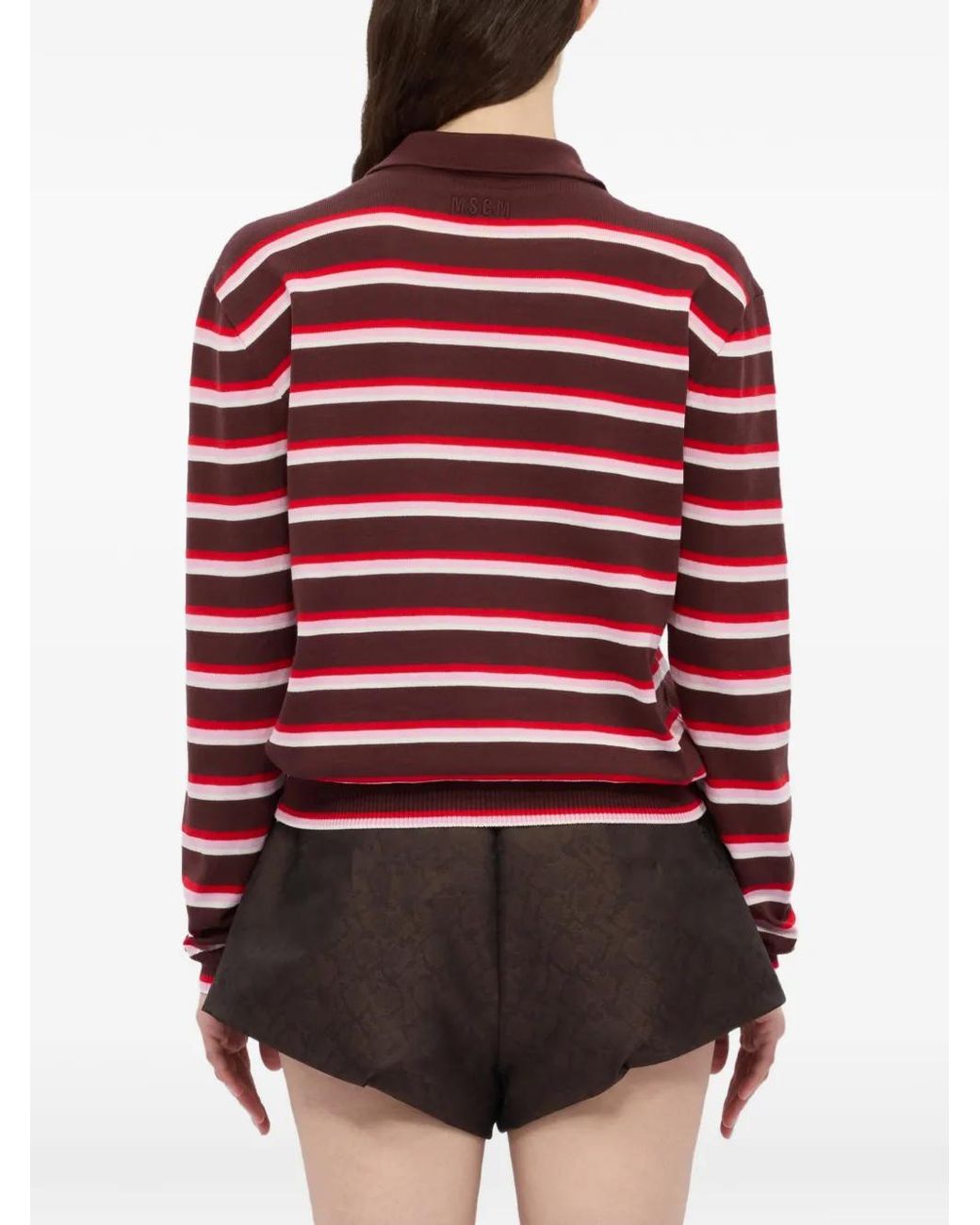 Polo En Maille À Rayures MSGM en coloris Red