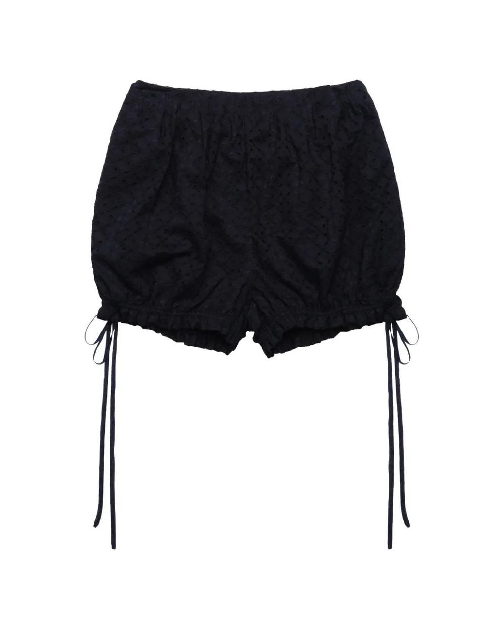 PAULINE DUJANCOURT Black Short En Broderie Anglaise À Logo