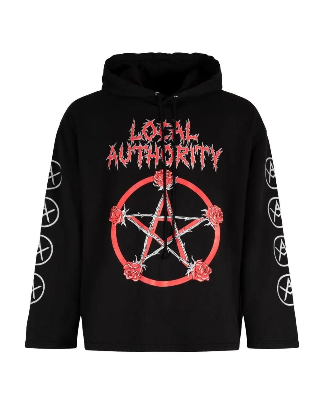 Local Authority Black Graphic-Print Cotton Hoodie for men