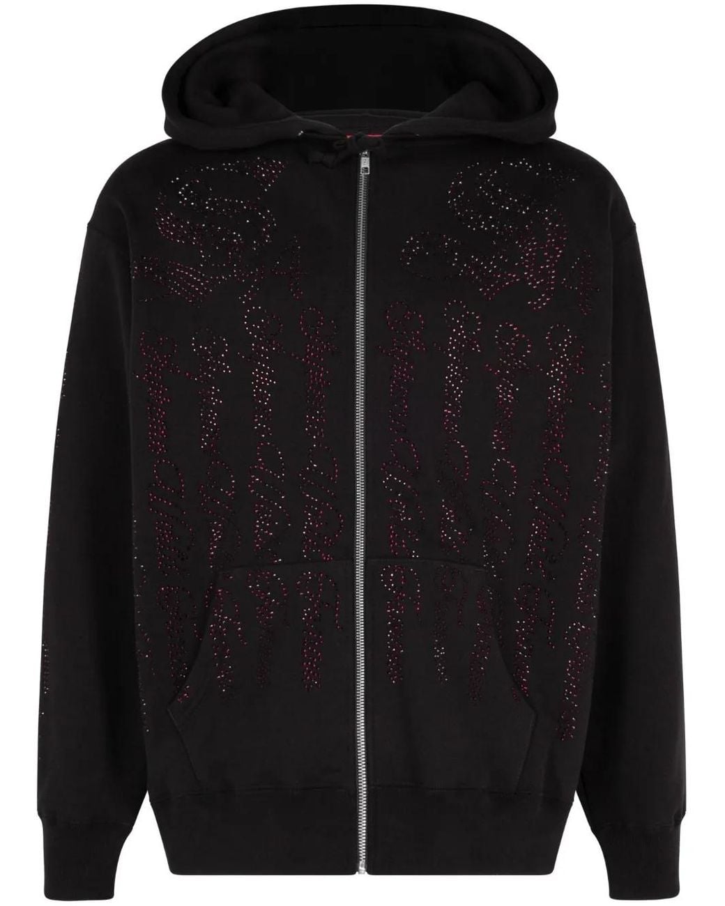 Supreme Black Crystal-Embellished Hoodie