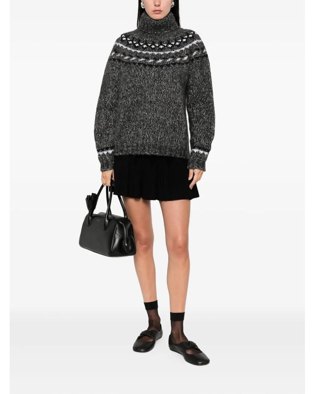 P.A.R.O.S.H. Black Laila High-Neck Patterned Sweater