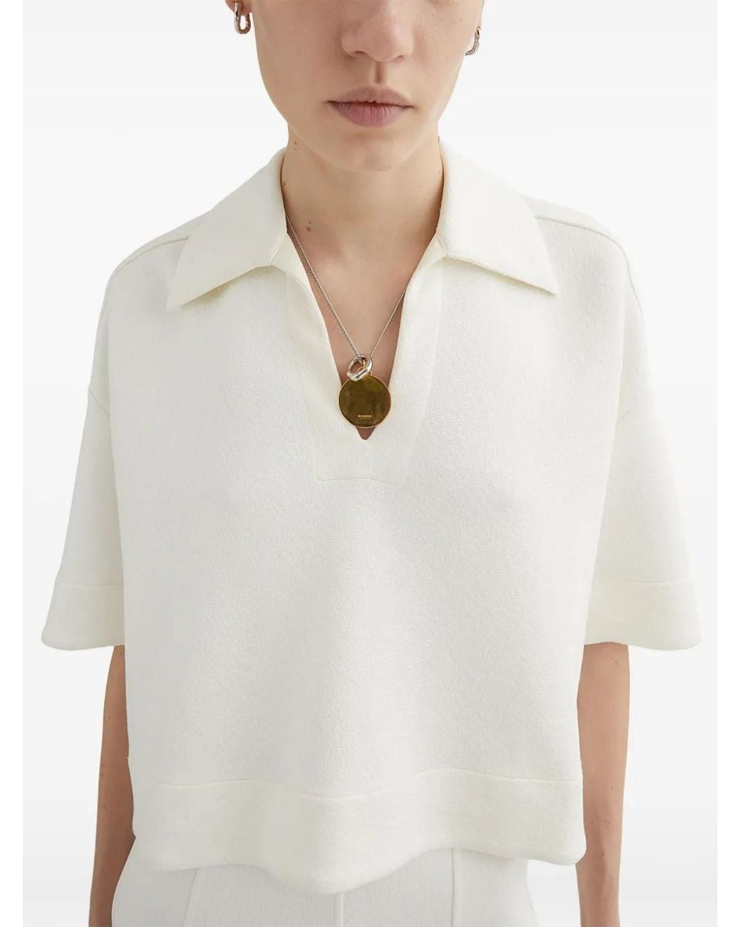 Jil Sander White Cropped Polo Shirt
