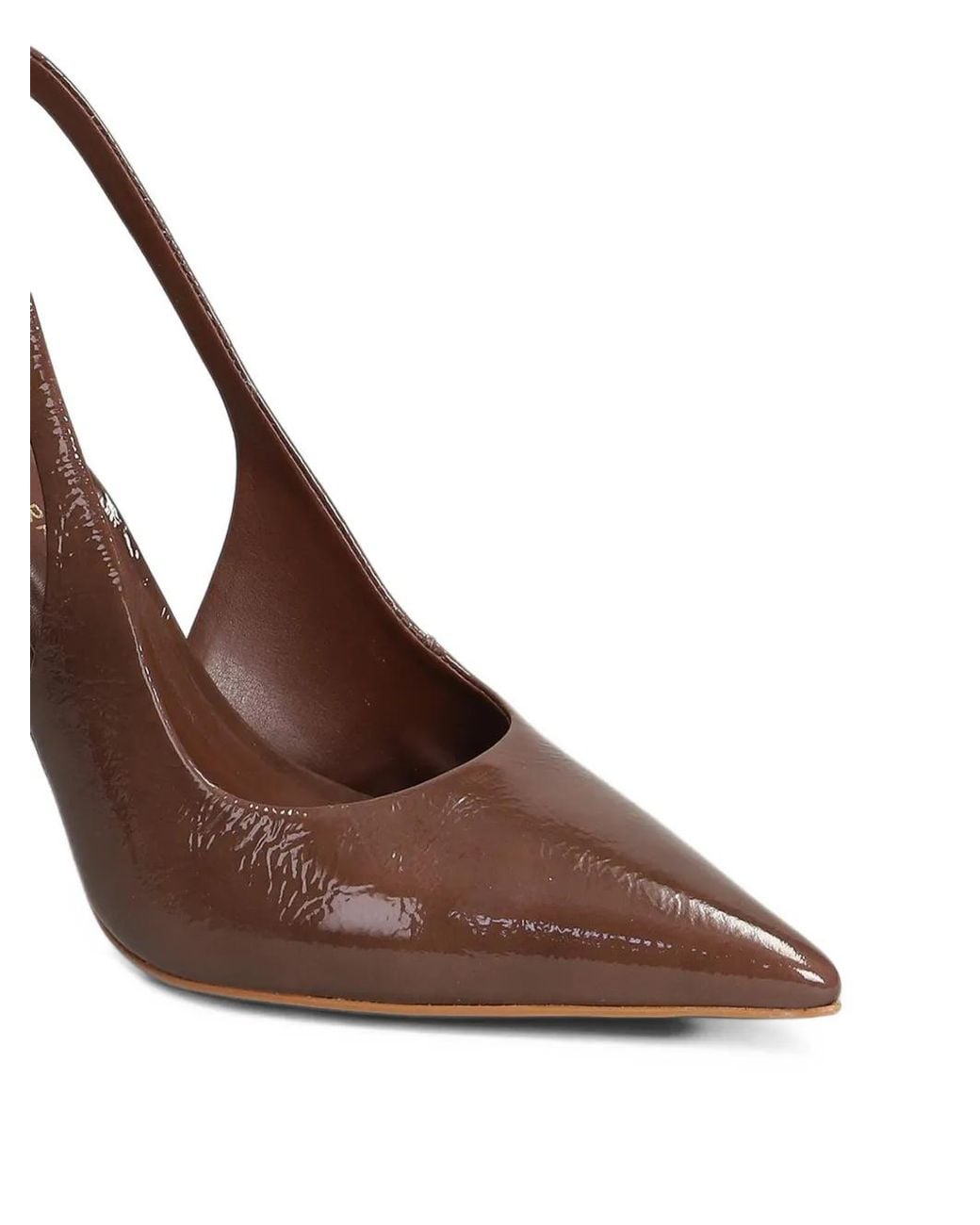 Carrano Brown Pointed-Toe Slingback Heeled Pumps