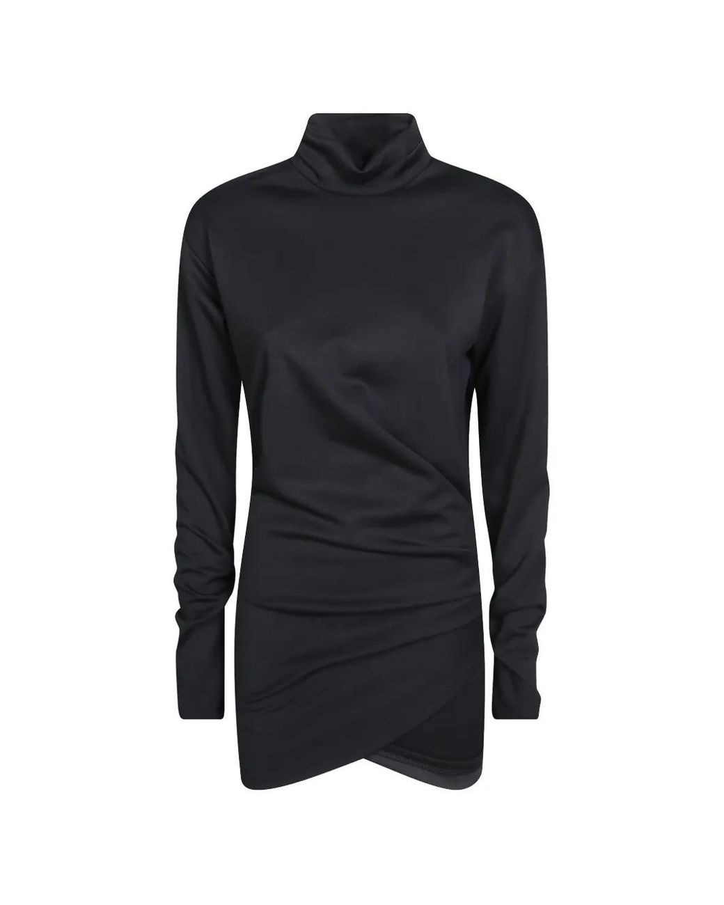 Dondup Blue High-Neck Gathered Mini Dress