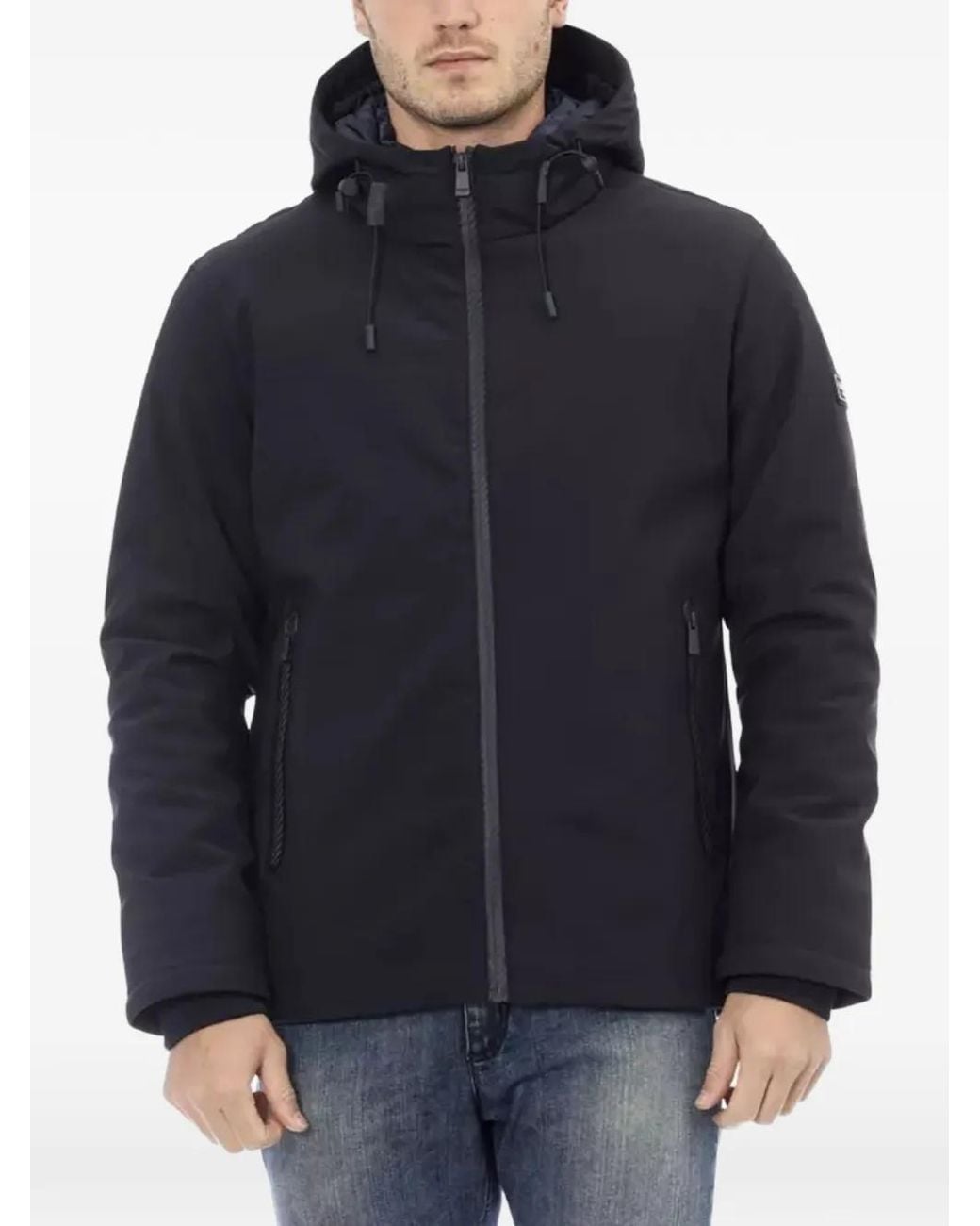 Baldinini Blue Hooded Zip-Up Jacket for men