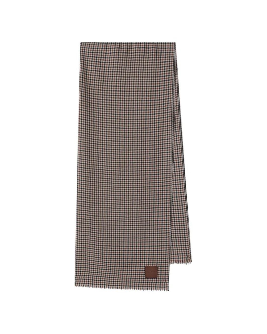 Weekend by Maxmara Brown Check-Pattern Frayed Scarf