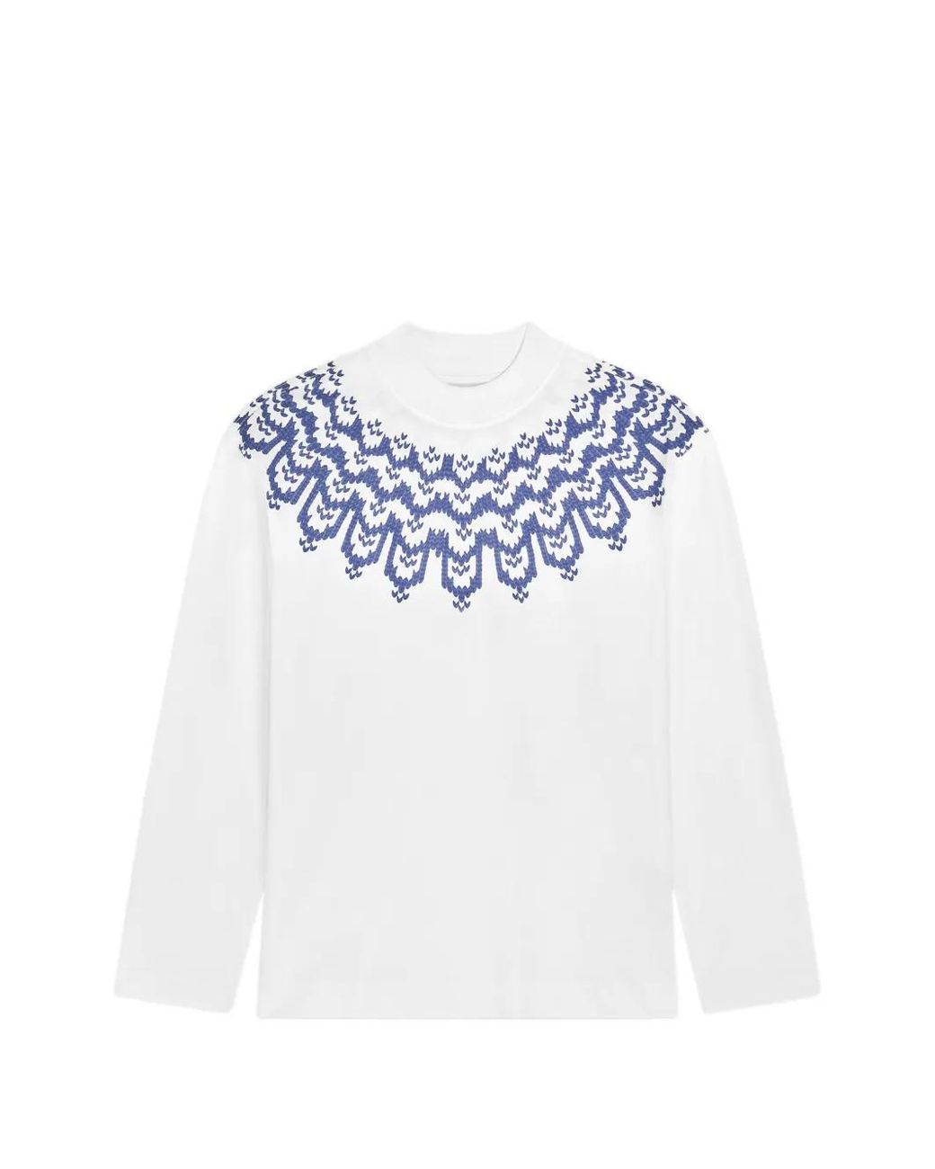 Dries Van Noten Blue Long-Sleeve Cotton Tee for men
